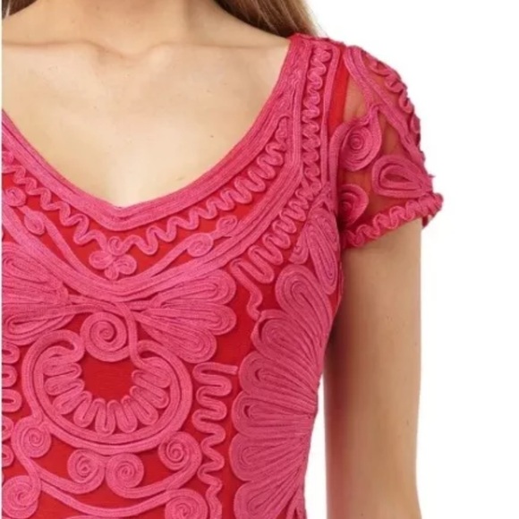 JS Collections Soutache Pink Tea-Length Midi Dress - Picture 4 of 11